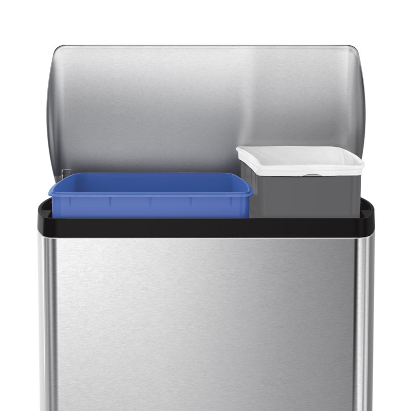 simplehuman Rectangular Dual Compartment Recycling Kitchen